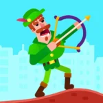 Bowmasters APK featuring funny characters, unique weapons, and exciting action gameplay for Android